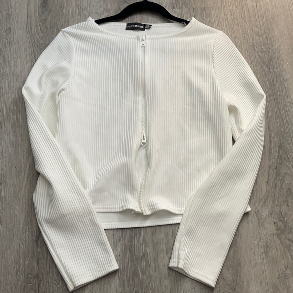 Pretty little thing ribbed zip shirt